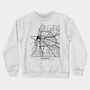 MEMPHIS TENNESSEE BLACK CITY STREET MAP ART Crewneck Sweatshirt